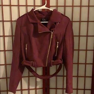 COPY - Tree-Lined Road Burgundy Suede Moto Jacket